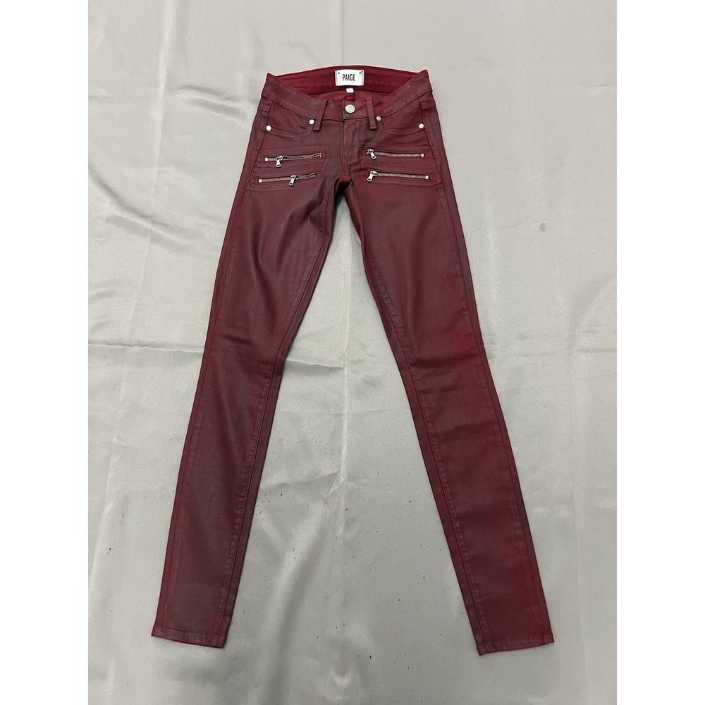 Paige Edgemont Jeans Women's Size 23 Red Zip Pockets Stretch Made In USA